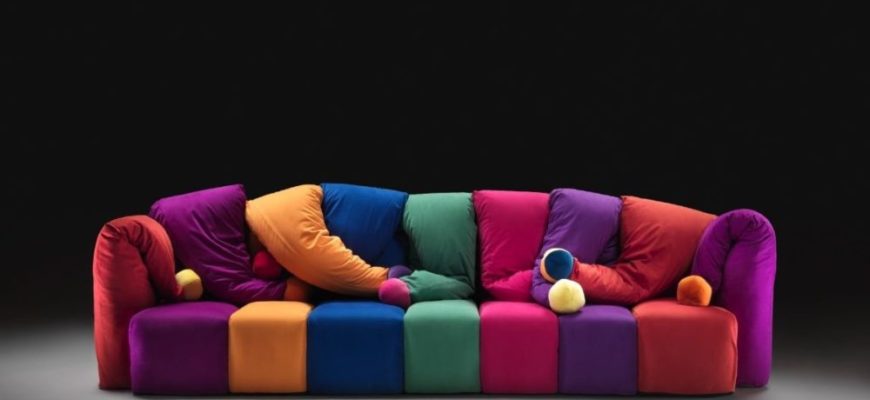 разноцветный диван